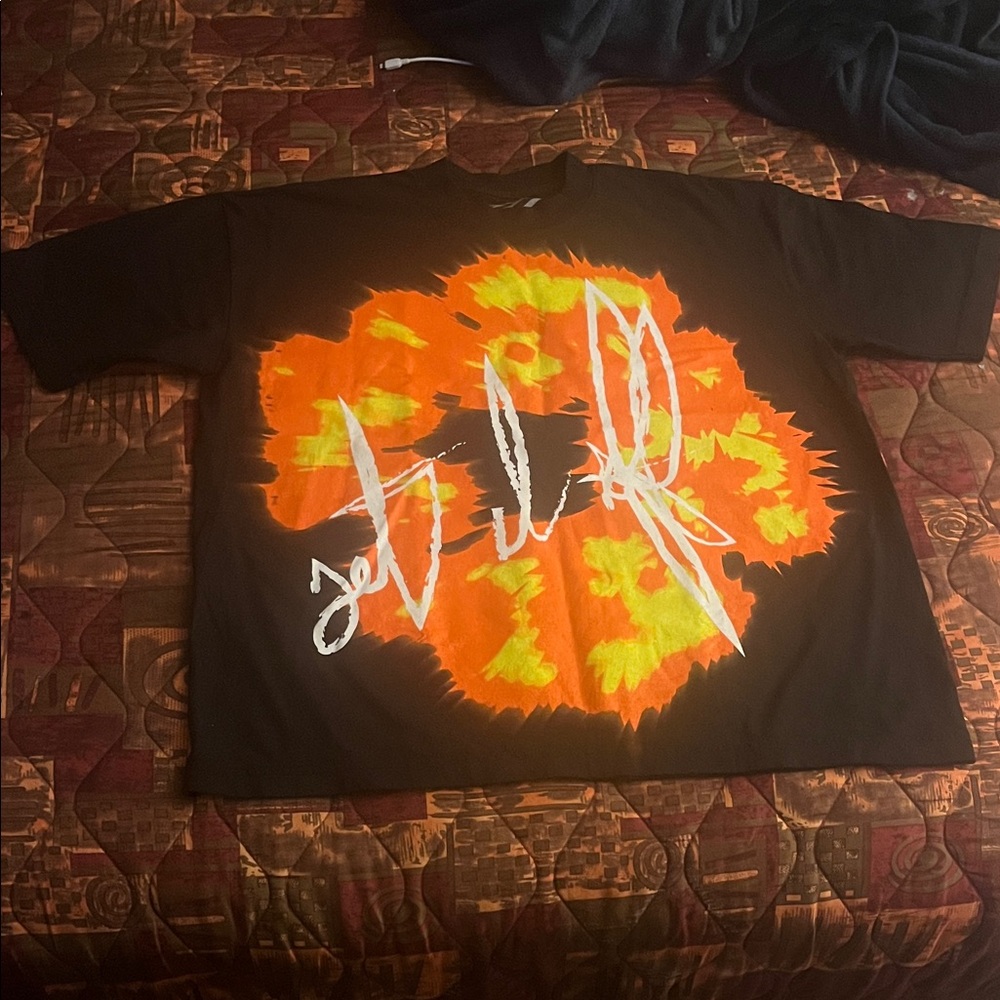 Denim Tears Offset Tears Black and Orange Graphic Tee